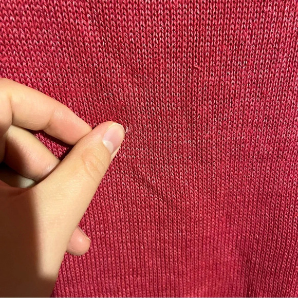 Talbots 100% Linen Sweater Raspberry Pink V-Neck Women’s Size XL - Picture 7 of 9